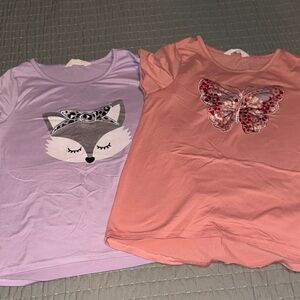 Girl’s Short Sleeve Tees  Fox and Butterfly Design Size 12